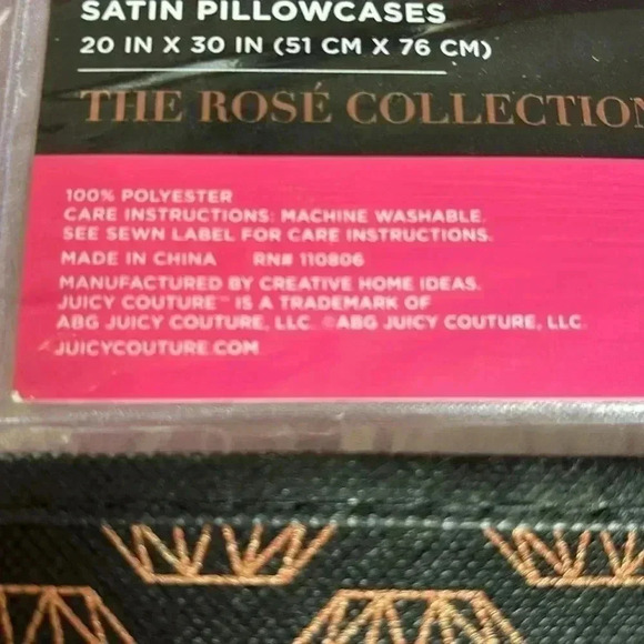 Juicy Couture Home The Rose Collection Standard Purple Satin Pillowcases Set - Picture 5 of 5